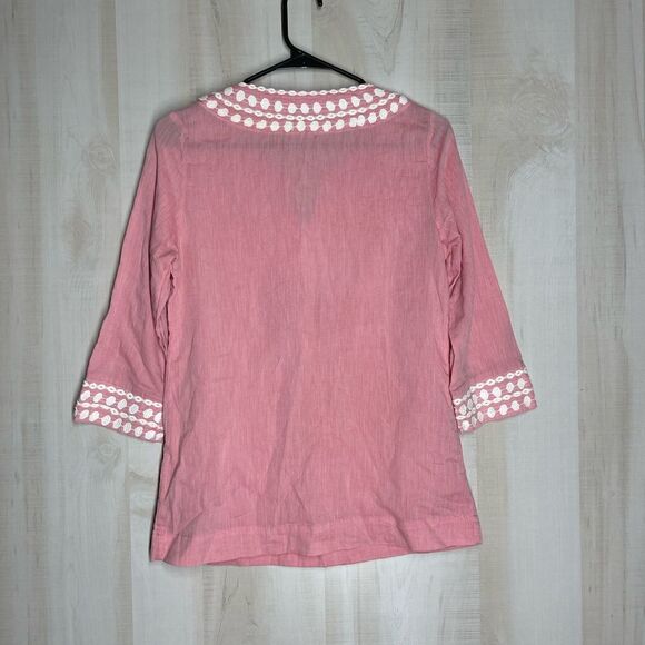 Boden pink white tunic style top 3/4 sleeve, size 6 - Picture 12 of 16